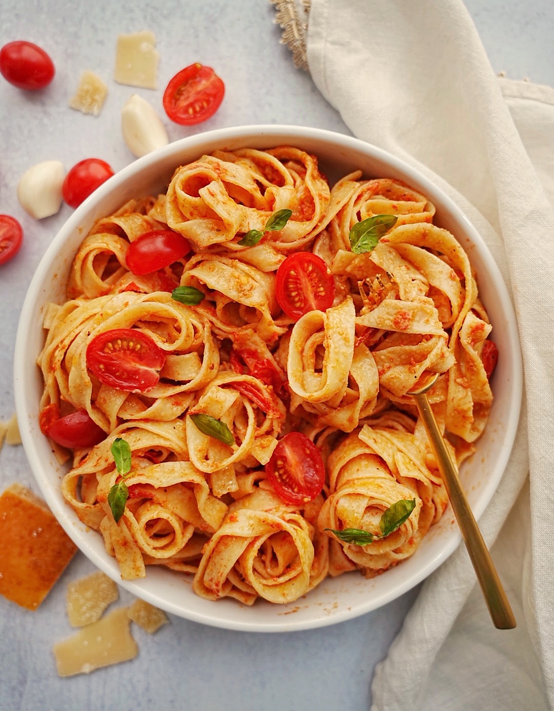 Roasted Tomato Garlic Tagliatelle