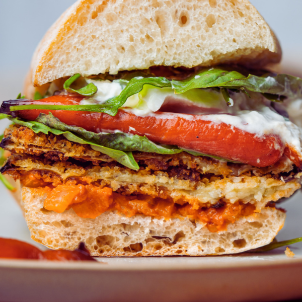 Crispy Eggplant Parmigiana Sandwich