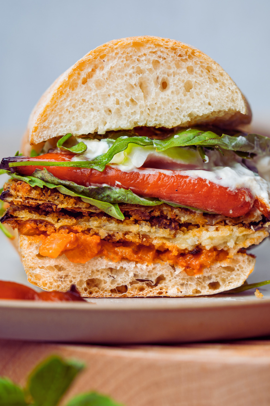 Crispy Eggplant Parmigiana Sandwich - Chasing Cravings