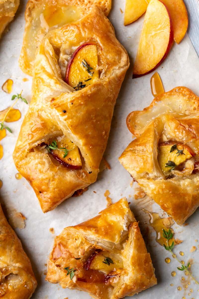 Easy Peach Brie Prosciutto Puff Pastry - Chasing Cravings