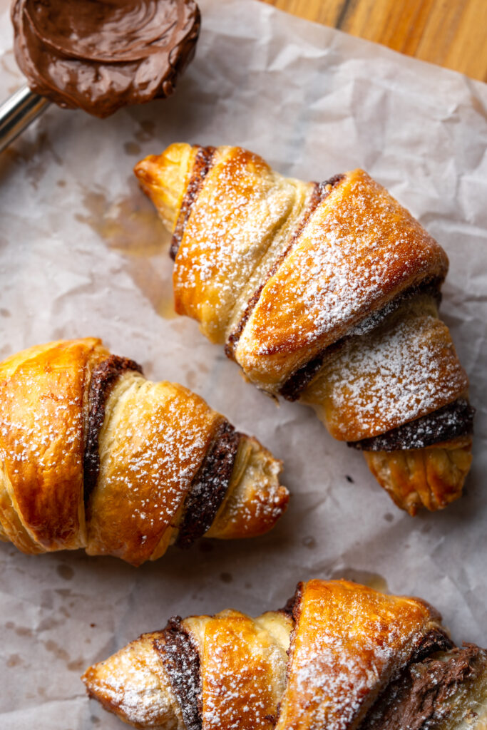 3-Ingredient Nutella Puff Pastry Croissants - Chasing Cravings