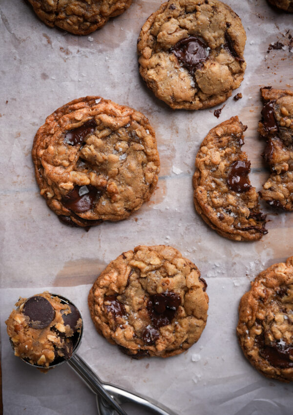 Chewy Brown Butter Chocolate Oatmeal Cookies