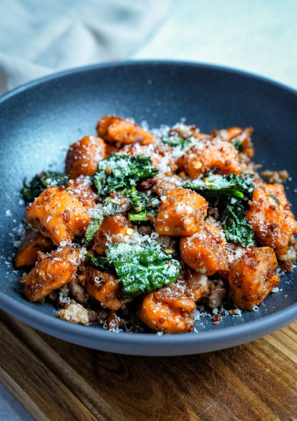 Brown Butter Sweet Potato Gnocchi with Sausage and Kale